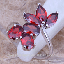 Korea plastic fashion ruby flower rings women's jewelry